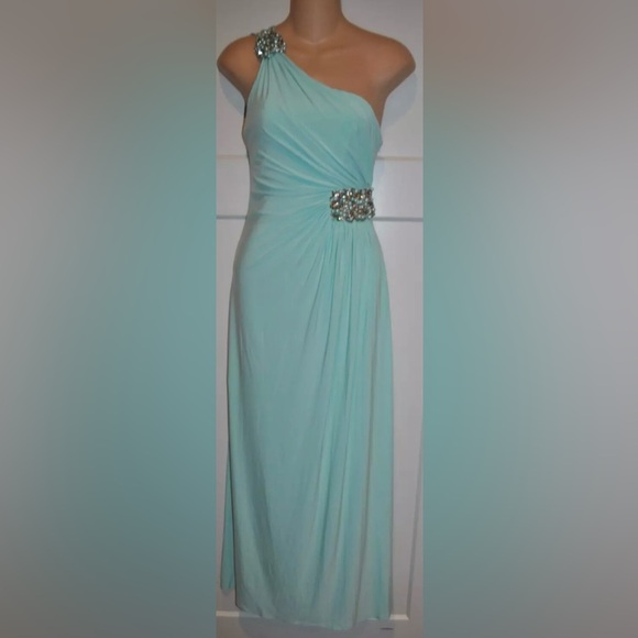 CACHE One Shoulder Stappy Beaded Maxi Jersey Long Dress size 0 Y2K Vintage - Picture 1 of 5